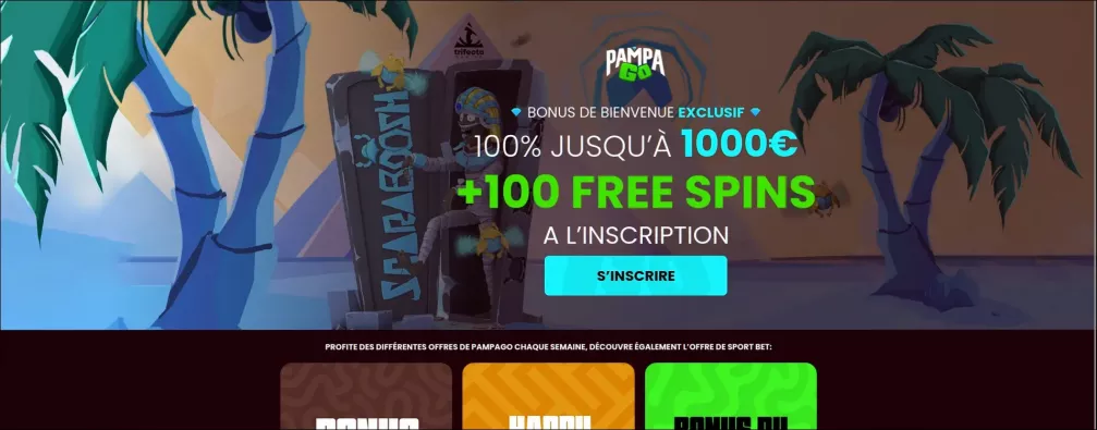 Pampago Casino - 100% jusqu'à 500€ + 50 Tours Gratuits